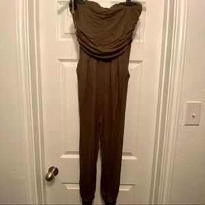 Olive Green Strapless Jumpsuit